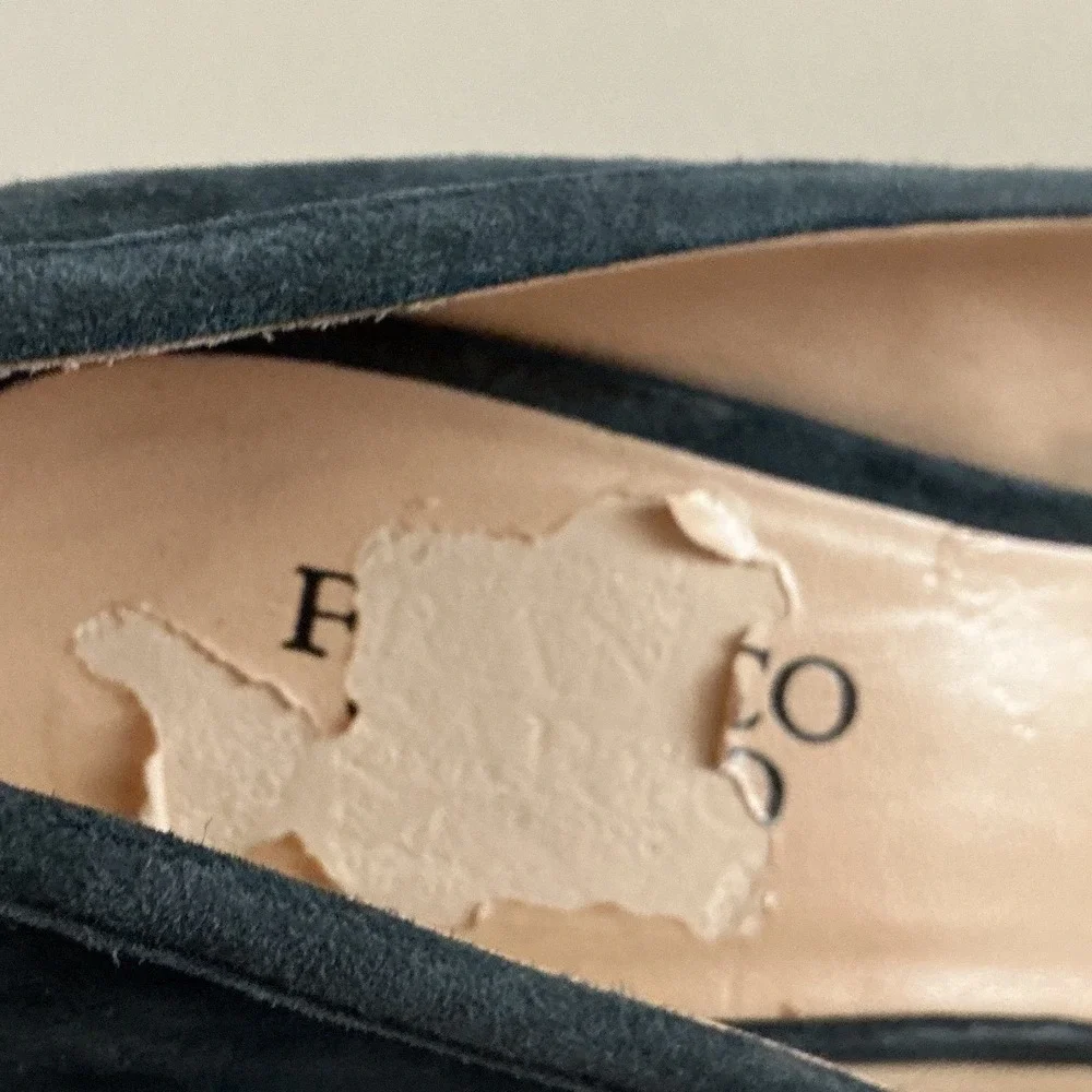 Franco Sarto Womens L-Happy Navy Blue Suede Moccasin Toe Bow Pumps Heels 7M